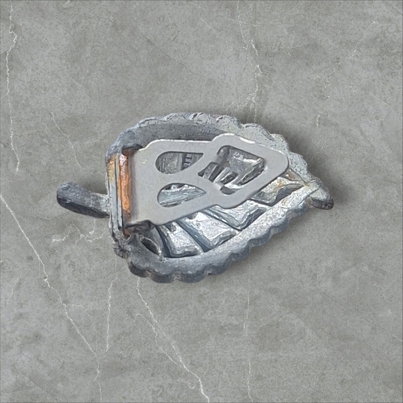 Antique Art DECO Silver Leaf Barrette Clip main image 4